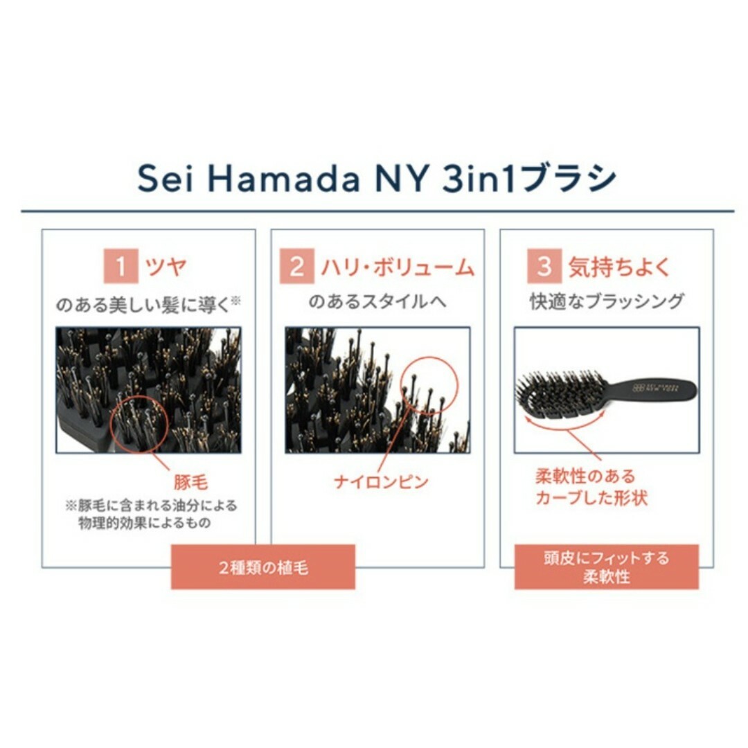 Sei Hamada NY 3in1 ブラシ　セイ ハマダ ニューヨーク　新品 コスメ/美容のヘアケア/スタイリング(ヘアブラシ/クシ)の商品写真