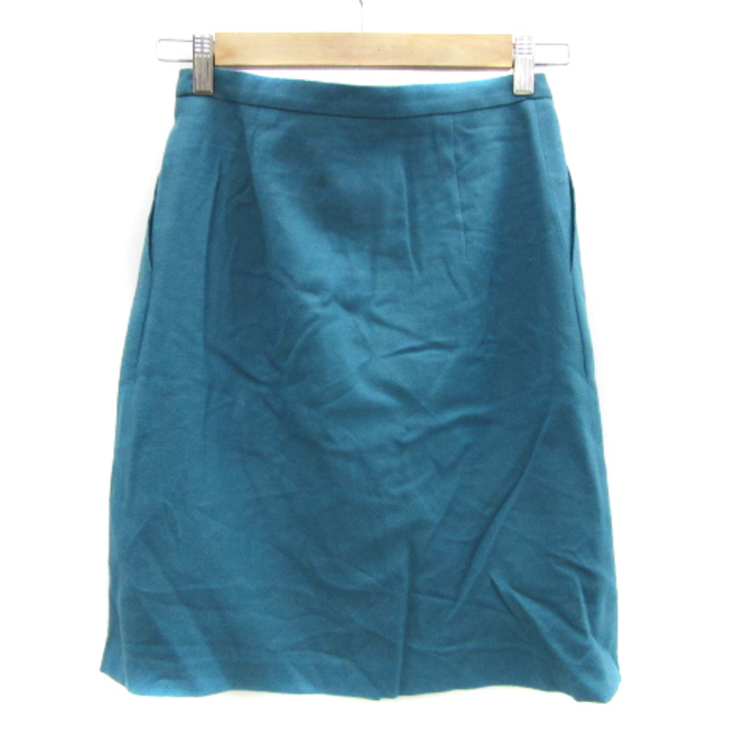 VIAGGIO BLU(ビアッジョブルー)のビアッジョブルー タイトスカート ギャザースカート ウール 1 ブルーグリーン レディースのスカート(ひざ丈スカート)の商品写真