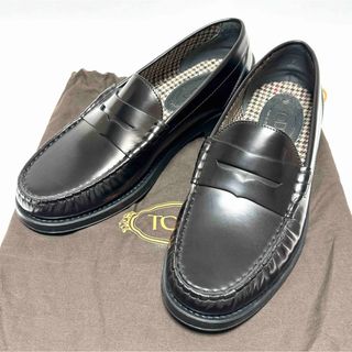 TOD'S - トッズ レザー ロゴ入り コイン ローファー 千鳥柄 インソール サイズ 7