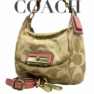 コーチ(COACH)のCOACH コーチ16805 ショルダーバッグ　ゴールド　ピンク　シグネチャー(ショルダーバッグ)