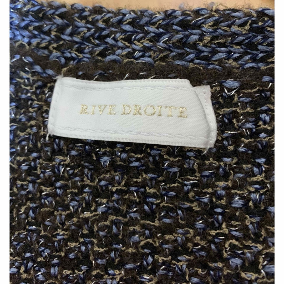 RIVE DROITE(リヴドロワ)の新品未使用 リヴドロワ ツイードニットカーディガン　ブラウン レディースのトップス(カーディガン)の商品写真