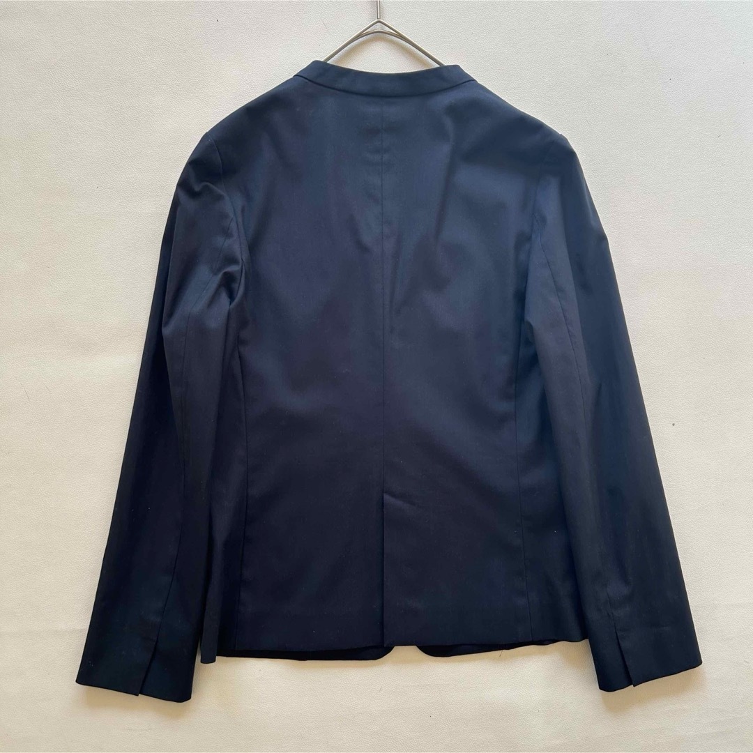 UNITED ARROWS green label relaxing(ユナイテッドアローズグリーンレーベルリラクシング)の030GLR22SS手洗可ストレッチコットンノーカラージャケット38M紺シャーク レディースのジャケット/アウター(ノーカラージャケット)の商品写真