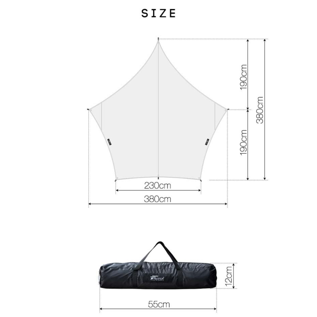 FIELDOOR(フィールドア)のFIELDOOR ウイングタープ 380cm×380cm 3.8m スポーツ/アウトドアのアウトドア(テント/タープ)の商品写真