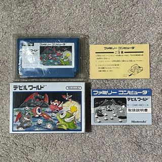 ファミリーコンピュータ(ファミリーコンピュータ)のパックマンスタイル! 美品 激レア 銀箱 後期 絵柄版 デビルワールド 箱説付き(家庭用ゲームソフト)