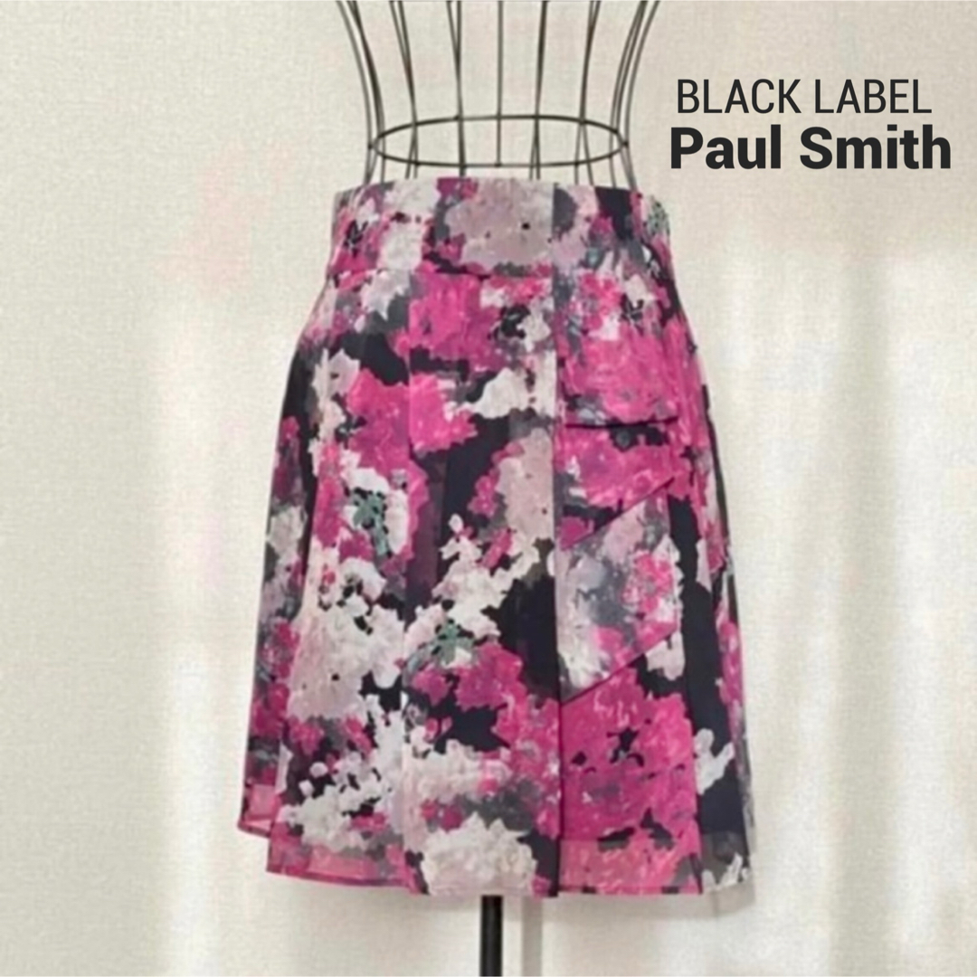 Paul Smith(ポールスミス)のポールスミス  ブラックレーベル　ぼかしフラワー　シフォン　プリーツ　スカート レディースのスカート(ひざ丈スカート)の商品写真