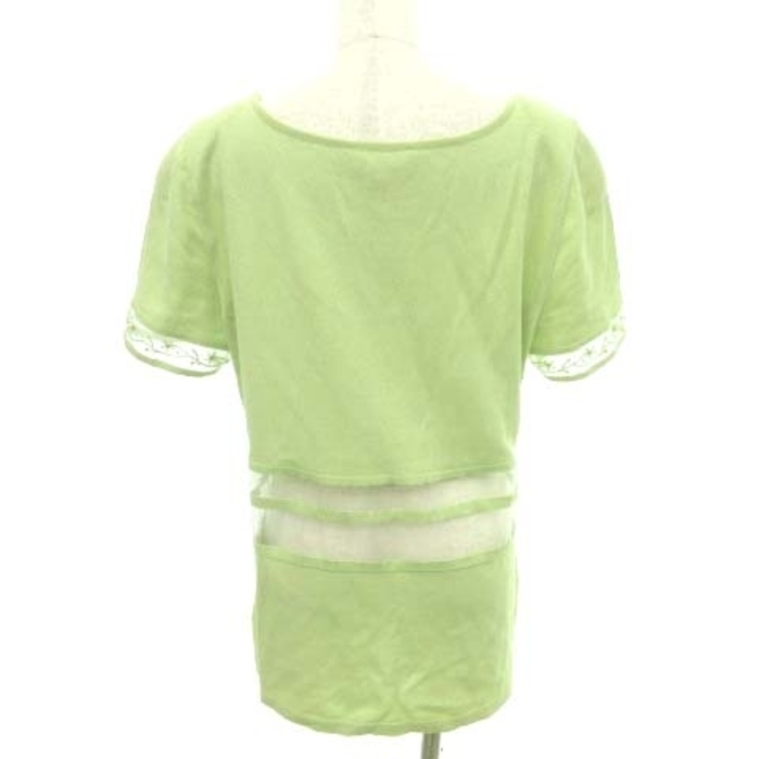 ESCADA(エスカーダ)のエスカーダ 半袖 カットソー シースルー ビジュー 薄手 44 約Lサイズ 緑 レディースのトップス(カットソー(半袖/袖なし))の商品写真