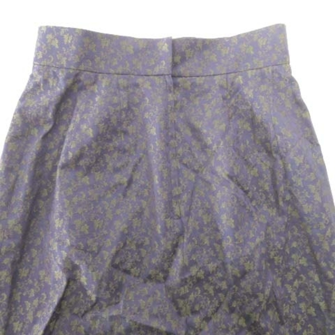 LANVIN(ランバン)のランバン ひざ丈 スカート 総柄 花柄 薄手 40 約Mサイズ 紫 パープル レディースのスカート(ひざ丈スカート)の商品写真