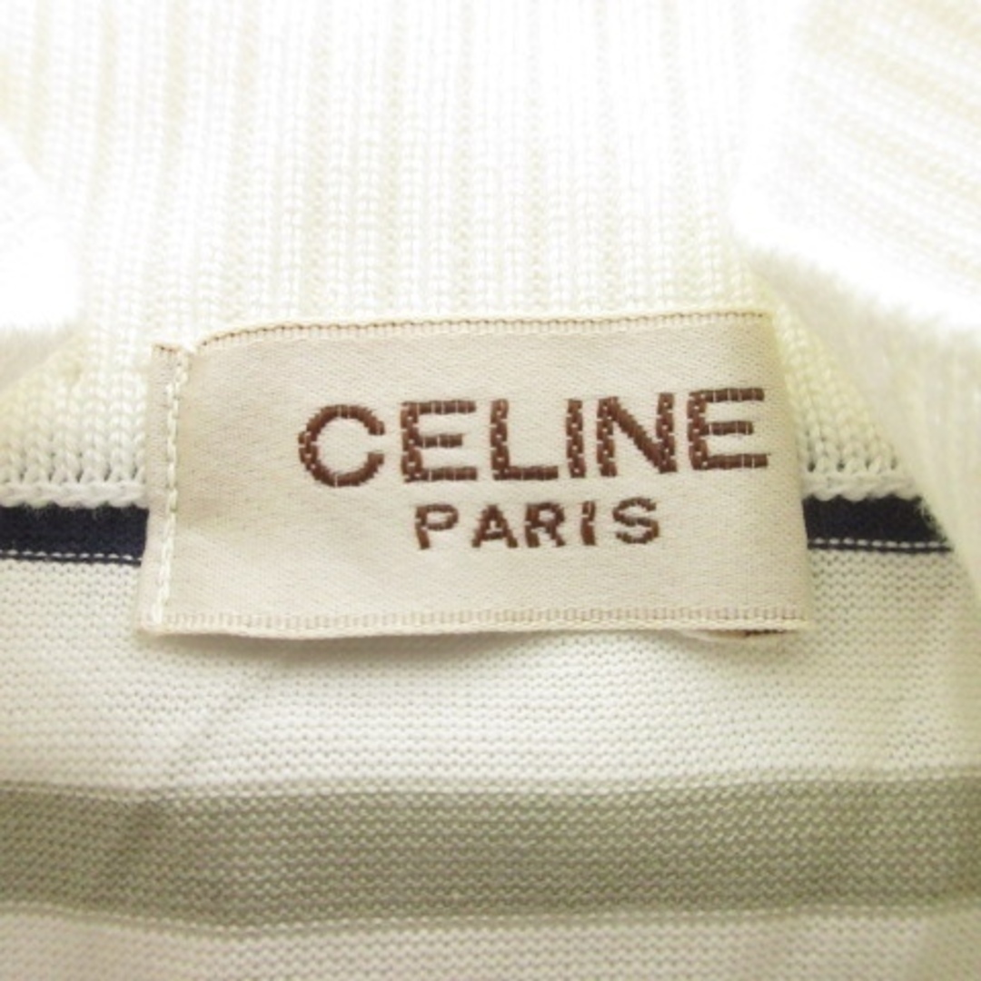 celine(セリーヌ)のセリーヌ ポロシャツ カットソー 半袖 ボーダー L 白系 ■U90 メンズのトップス(ポロシャツ)の商品写真