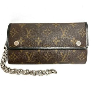 ★LOUIS VUITTON ルイヴィトン M60168 ポルトフォイユ ロン チェーン付三つ折長財布 モノグラムマカサー ブラウン×ブラック(長財布)