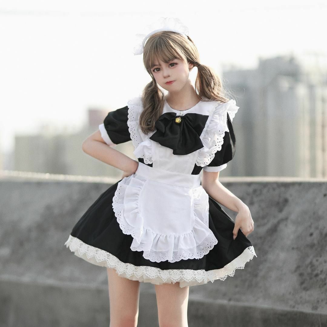 コスプレ メイド服 ファンタジーファッション パーティー イベント ブラック レディースのフォーマル/ドレス(ミニドレス)の商品写真