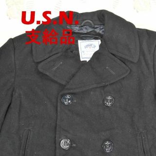 ミリタリー(MILITARY)の米軍 支給品 ピーコート 紺 実物 13811c USA製 USN 00 80(ピーコート)