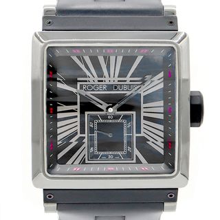 ロジェデュブイ(ROGER DUBUIS)のROGER DUBUIS ロジェデュブイ キングスクエア チタニウム DBKS0057 50m防水 スモールセコンド 黒 ブラック Ti チタン 純正ラバーベルト 純正尾錠 メンズ 自動巻き【6ヶ月保証】【腕時計】【中古】(腕時計(アナログ))