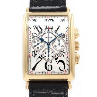 フランクミュラー(FRANCK MULLER)のRANCK MULLER フランクミュラー ロングアイランド クロノグラフ 1200CCAT デイト スモールセコンド 白 ホワイト ギョーシェ K18YG イエローゴールド 純正ベルト 純正尾錠 メンズ 自動巻き【6ヶ月保証】【中古】【腕時計】(腕時計(アナログ))