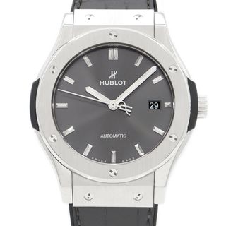 ウブロ(HUBLOT)のHUBLOT ウブロ クラシックフュージョン チタニウム 542.NX.7071.LR デイト 50m防水 グレー Ti チタン 純正ベルト 純正尾錠 メンズ 自動巻き【6ヶ月保証】【腕時計】【中古】(腕時計(アナログ))