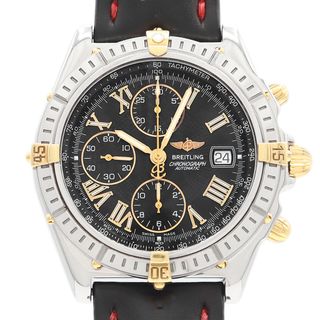 ブライトリング(BREITLING)のBREITLING ブライトリング クロスウィンド B13055 100m防水 クロノグラフ デイト 黒 ブラック SS ステンレス YG イエローゴールド コンビ 純正ベルト 純正尾錠 メンズ 自動巻き【6ヶ月保証】【腕時計】【中古】(腕時計(アナログ))