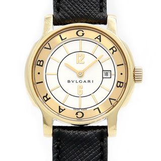 ブルガリ(BVLGARI)の電池交換済 BVLGARI ブルガリ ソロテンポ ST29G ST29WGLD デイト 白 ホワイト K18YG イエローゴールド 金無垢 純正尾錠 レディース クォーツ【6ヶ月保証】【腕時計】【中古】(腕時計)