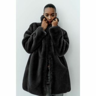 ZARA エコファー　フェイクファー　ダブル　ロングコート