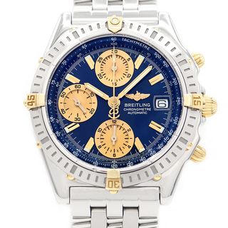 ブライトリング(BREITLING)の内部点検済 BREITLING ブライトリング クロノマット ビコロ B13352 クロノグラフ ネイビー SS ステンレス YG イエローゴールド コンビ メンズ 自動巻き【自社保証6ヶ月】【腕時計】【中古】(腕時計(アナログ))