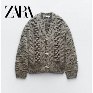 ザラ(ZARA)のZARA テクスチャー ニットカーディガン S(カーディガン)