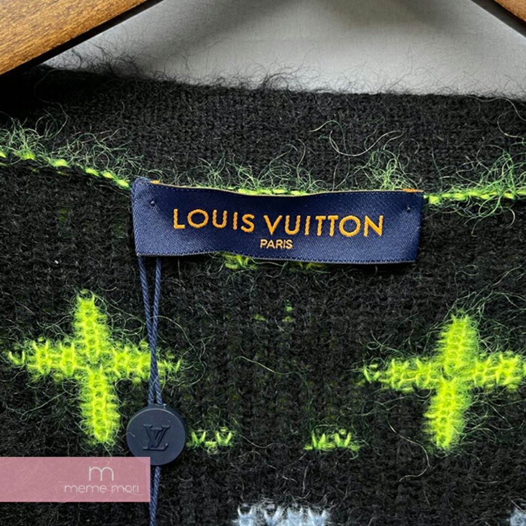 LOUIS VUITTON 2022AW Monogram Mohair Cardigan 1AA53K ルイヴィトン モノグラムモヘアカーディガン 総柄ロゴ ネオンカラー ブラック×マルチカラー サイズL【240205】【新古品】【me04】 メンズのトップス(カーディガン)の商品写真