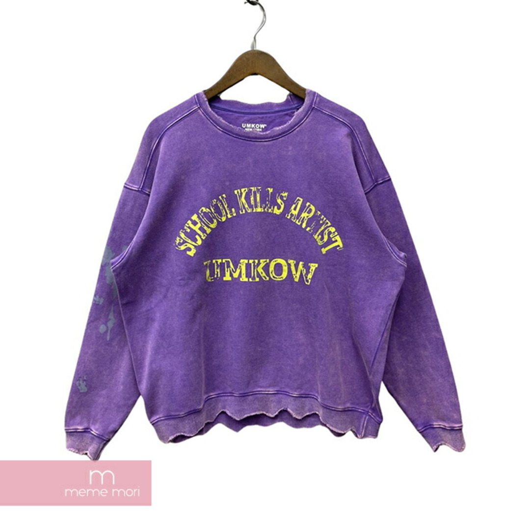 UMKOW 2023AW Vintage Sweat Shirts UMKOW ヴィンテージスウェットシャツ 長袖カットソー ロゴ オーバーサイズ 発泡プリント 色褪せ ヴィンテージ加工 パープル サイズS 【240205】【新古品】【me04】 メンズのトップス(スウェット)の商品写真