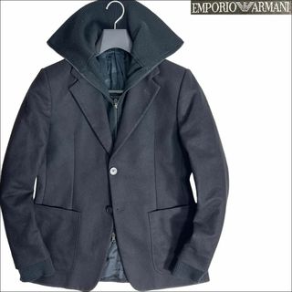 エンポリオアルマーニ(Emporio Armani)のJ7251超美品エンポリオアルマーニ ニットレイヤードテーラードジャケット黒50(テーラードジャケット)