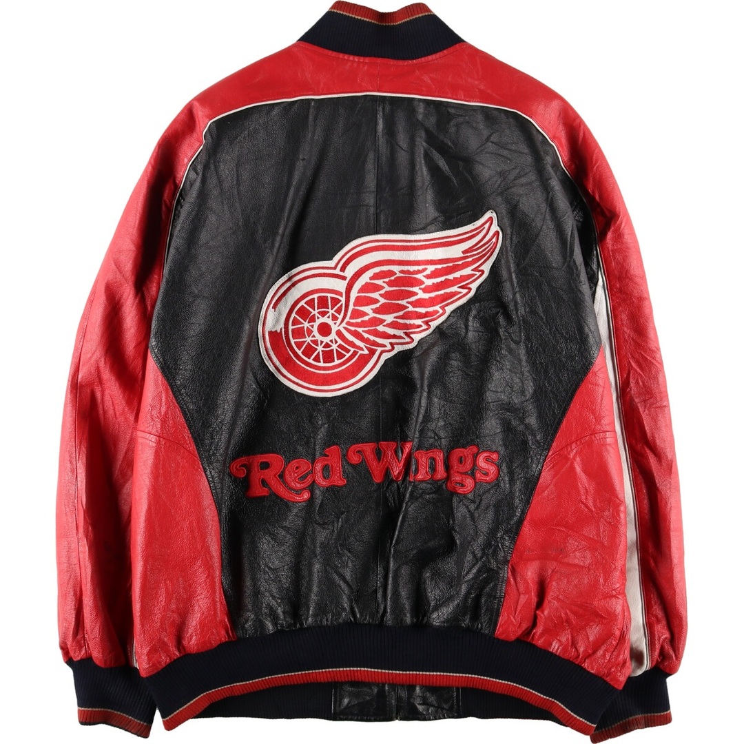 古着 58 SPORTS NHL DETROIT RED WINGS デトロイトレッドウィングス オールレザースタジャン バーシティジャケット メンズXXL ヴィンテージ /eaa416128 メンズのジャケット/アウター(スタジャン)の商品写真