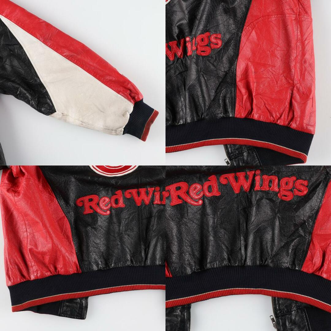 古着 58 SPORTS NHL DETROIT RED WINGS デトロイトレッドウィングス オールレザースタジャン バーシティジャケット メンズXXL ヴィンテージ /eaa416128 メンズのジャケット/アウター(スタジャン)の商品写真