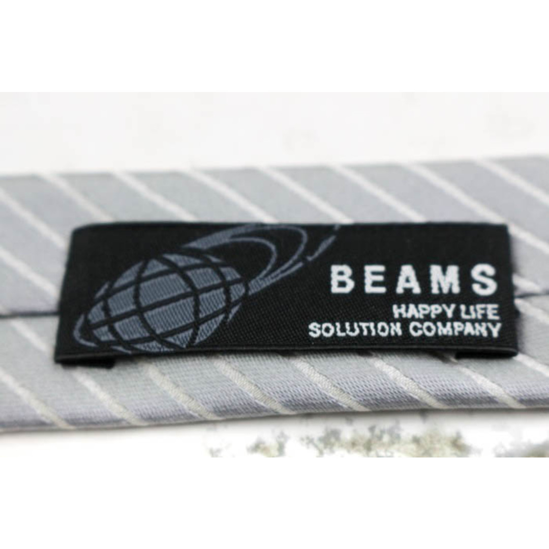 BEAMS(ビームス)のビームス ブランド ネクタイ シルク ストライプ柄 ナロータイ メンズ グレー BEAMS メンズのファッション小物(ネクタイ)の商品写真