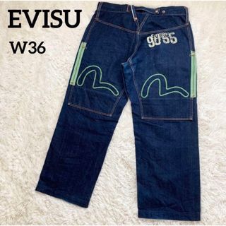 エビス(EVISU)の希少 エビス 9055 フィリップゴス デニム カモメ刺繍 ペイント 白耳 36(デニム/ジーンズ)