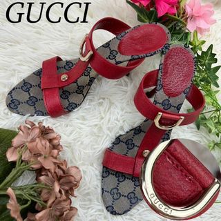 グッチ(Gucci)のGUCCI グッチ レディース サンダル 22.5cm ヒール GG柄 ロゴ(サンダル)