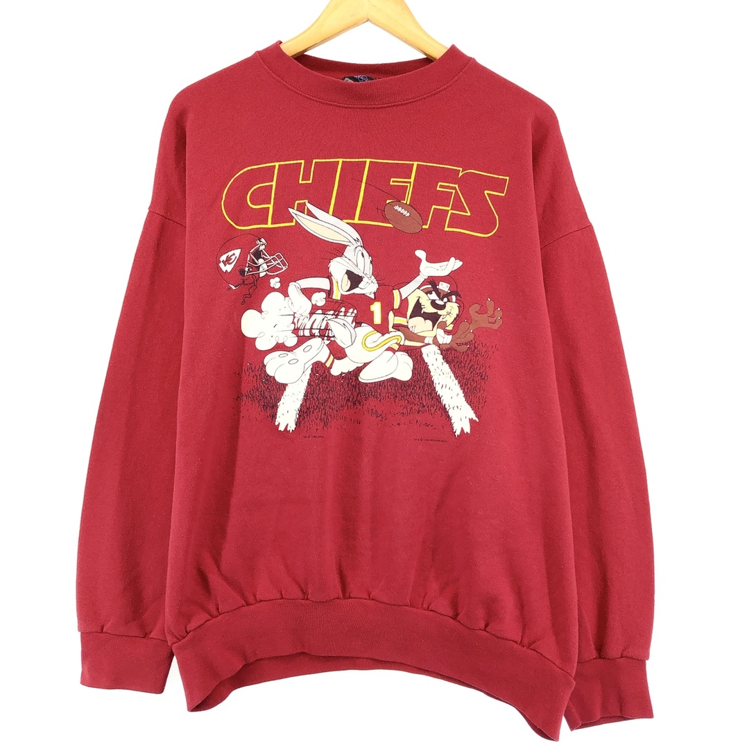 古着 ビッグサイズ 90年代 GARMENTGRAPHICS NFL KANSAS CITY CHIEFS カンザスシティチーフス バッグスバニー タズマニアンデビル キャラクタースウェットシャツ トレーナー USA製 メンズXXXL ヴィンテージ /eaa389387 メンズのトップス(スウェット)の商品写真