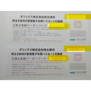 株主優待 京都水族館 電子年間パスポート引換券２枚(水族館)