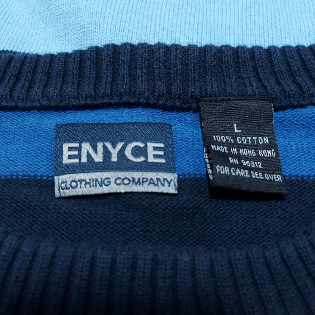 ENYCE(エニーチェ)のENYCE エニーチェ ボーダー コットン ニット B系 ヒップホップ  L メンズのトップス(ニット/セーター)の商品写真