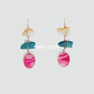 ザラ(ZARA)のZARA 完売品　レア　ピアス　ストーン　天然メノウストーン　ピンク　ブルー(ピアス)