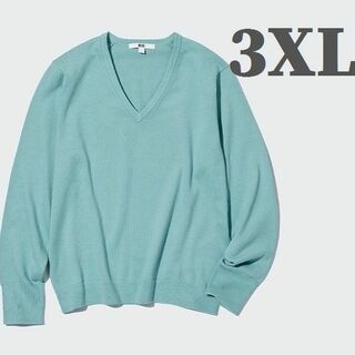 3XL XXL 大きいサイズ●ウォッシャブルコットンVネックセーター（長袖）(ニット/セーター)