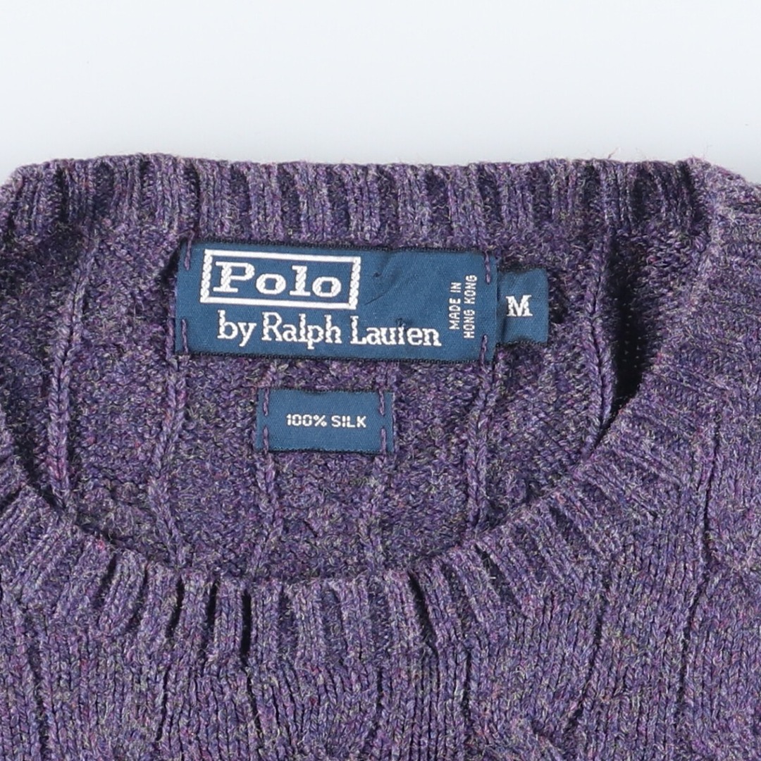 Ralph Lauren(ラルフローレン)の古着 ラルフローレン Ralph Lauren POLO by Ralph Lauren ケーブル編み シルクニットセーター メンズM /eaa416529 メンズのトップス(ニット/セーター)の商品写真