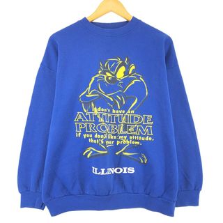 古着 90年代 LOONEY TUNES タズマニアン デビル キャラクタースウェットシャツ トレーナー USA製 メンズXL ヴィンテージ /eaa389472(スウェット)