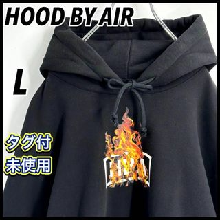 フードバイエアー(HOOD BY AIR.)の【超人気デザイン】フードバイエアー　ブレイズボックスロゴ　パーカー　L　即完売品(パーカー)