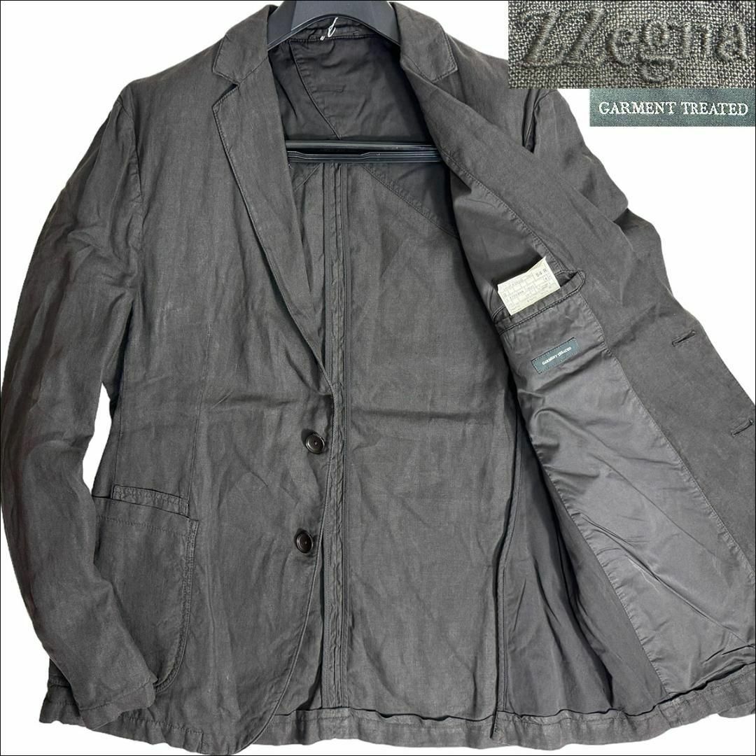 Ermenegildo Zegna(エルメネジルドゼニア)のJ7219美品 エルメネジルドゼニア ガーメントダイテーラードジャケット黒54R メンズのジャケット/アウター(テーラードジャケット)の商品写真