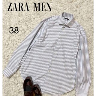 ザラ(ZARA)の【美品】ZARA MEN　シャツ　ストライプ柄　お洒落　かっこいい　爽やか　38(シャツ)