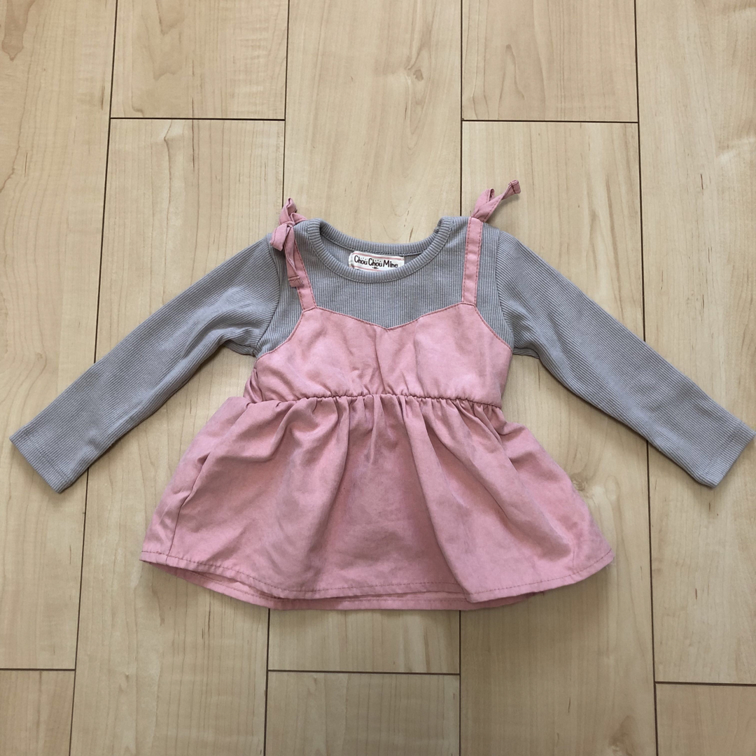 【80cm】シュシュマイン　女の子　チュニック　くすみカラー キッズ/ベビー/マタニティのキッズ服女の子用(90cm~)(Tシャツ/カットソー)の商品写真