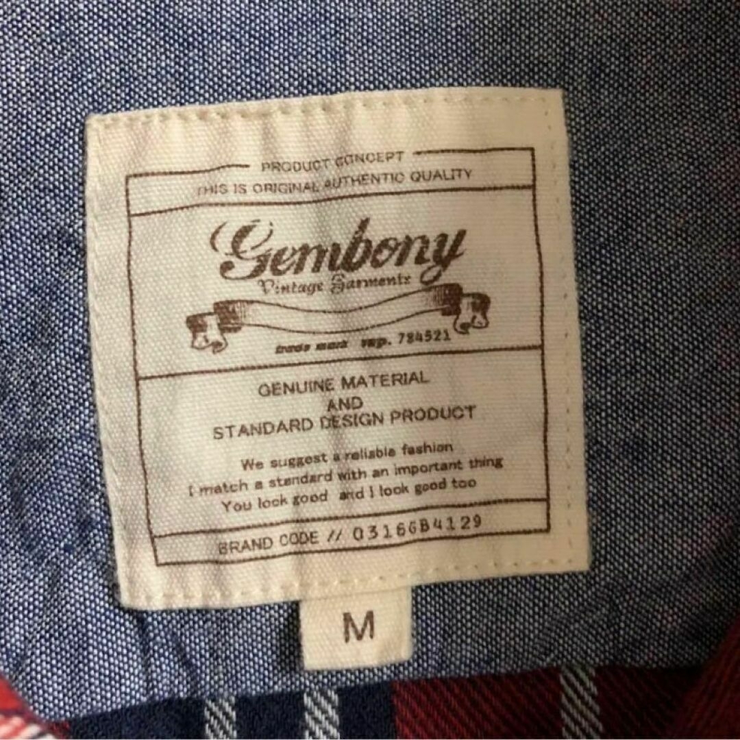 GEMBONY(ジェムボニー)のジェムボニー gembony️ シャツ Mサイズ 赤 チェック 長袖 メンズ メンズのトップス(シャツ)の商品写真