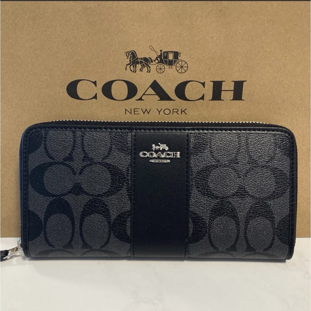 COACH(コーチ)の新品　COACH 長財布　コーチ　長財布　 メンズ シグネチャー ブラック メンズのファッション小物(長財布)の商品写真