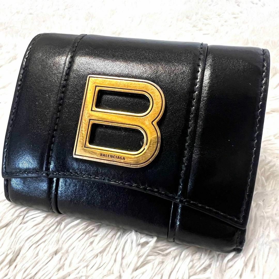 バレンシアガ　BALENCIAGA　三つ折り財布　Bロゴ　ブラック　レザー | フリマアプリ ラクマ