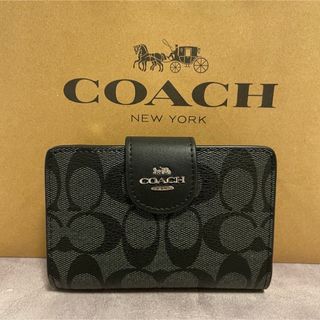 新品★COACH コーチ クロスグレインレザー 三つ折り財布 チョークマルチ