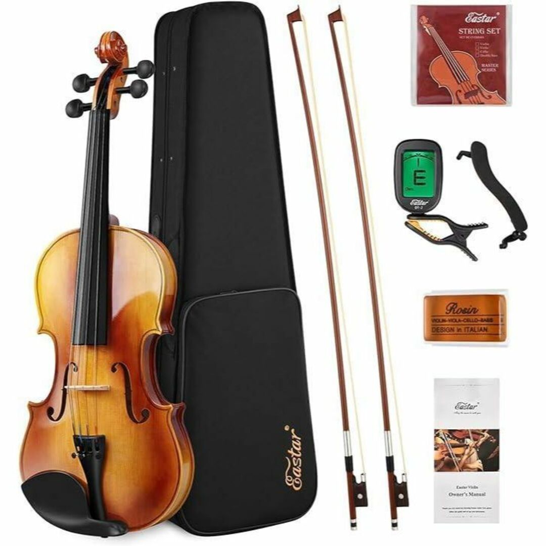 【人気】ヴァイオリン 4/4 フルサイズ 単板 ソリッド  弓2本 初心者セット 楽器の弦楽器(ヴァイオリン)の商品写真
