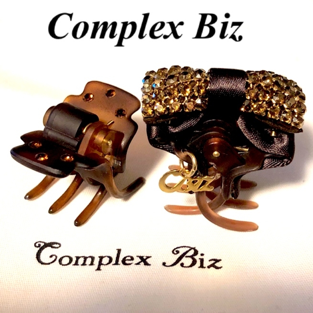 Complex Biz(コンプレックスビズ)のコンプレックスビズ　クリスタルメッシュ♡ミニリボン♡デザートクリップ小2個セット レディースのヘアアクセサリー(バレッタ/ヘアクリップ)の商品写真