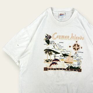 ヘインズ(Hanes)のケイマン諸島　スーベニア　半袖Tシャツ　古着　Hanes　ホワイト　XL(Tシャツ/カットソー(半袖/袖なし))