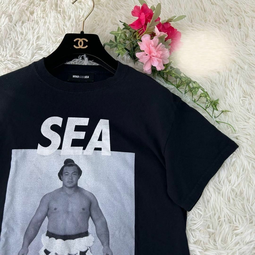 WIND AND SEA(ウィンダンシー)のウィンダンシー メンズ Sサイズ Tシャツ カットソー 黒 ブラック 相撲 白 メンズのトップス(Tシャツ/カットソー(半袖/袖なし))の商品写真